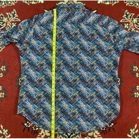 Robert Graham Paint Splashed Psychedelic Design Long Sleeve Men’s Shirt Size M